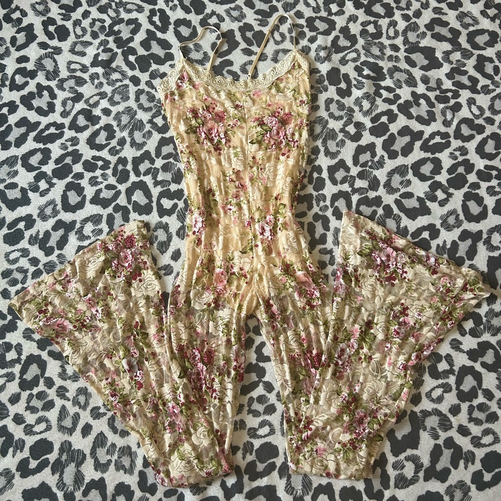 Lip Service 1985 collection cream floral jumpsuit